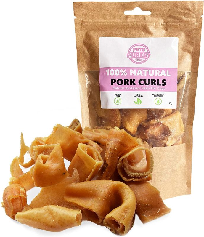 Pets Purest Dog Treats Pork Curls - 100% Natural Air-Dried Chews
