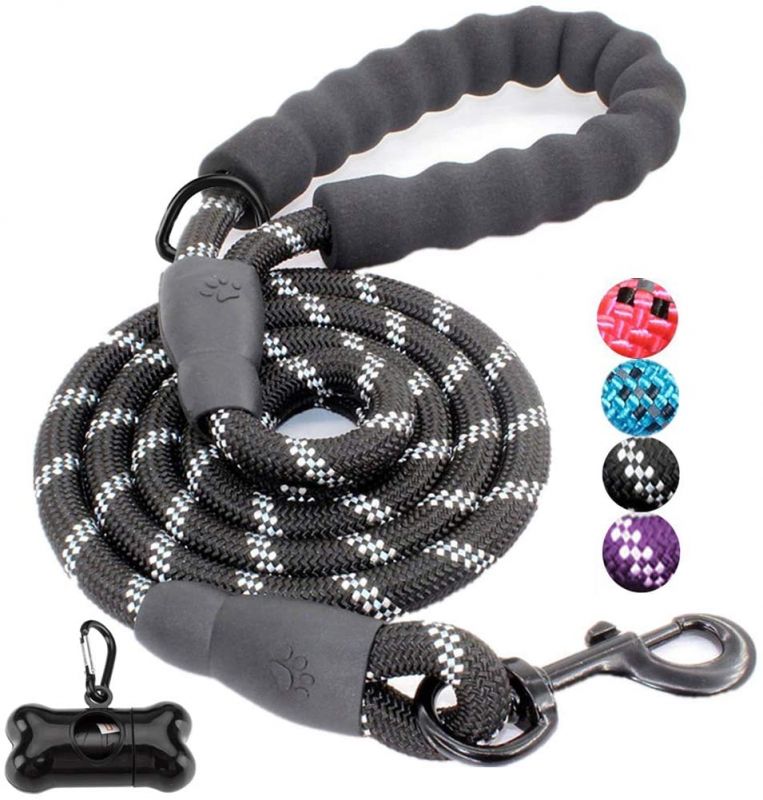 Strong Dog Lead with Comfortable Padded Handle and Highly Reflective Threads for Small, Medium and Large Dogs